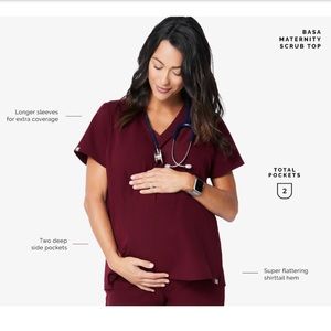 Figs Basa & Yola 2.0 Maternity Scrub Set Burgundy